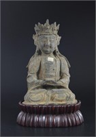Chinese Ming Gold lacquered bronze Buddha