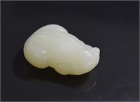 Chinese carved white jade frog
