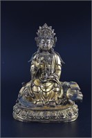 Chinese gold lacquered bronze Guanyin