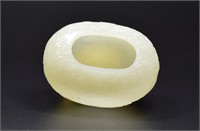 Chinese carved jade brush washer