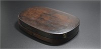 Chinese Qing carved ink-stone in a rosewood box
