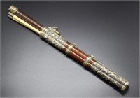 Chinese Mongolian Qing knife dagger with silver