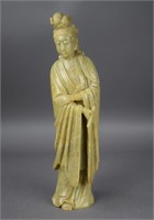 Chinese Qing carved soapstone Guanyin