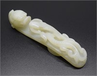 Chinese carved white jade dragon shape belt