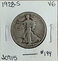 1928-S  Walking Liberty Half Dollar  VG