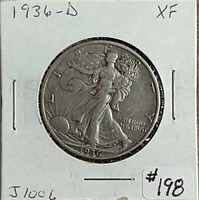 1936-D  Walking Liberty Half Dollar  XF