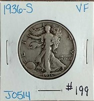 1936-S  Walking Liberty Half Dollar  VF
