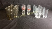 Assorted Drinking Glasses, 3 With advertising
