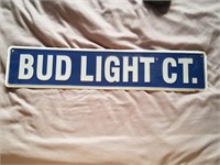 Bud Light Ct. Tin Metal Sign 24"x5"