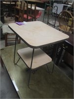 Mid Century Two Tier Metal Frame Side Table