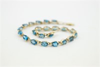10K Gold Tennis Bracelet w/Blue Stones
