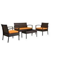 4-PIECE WICKER TEASET PATIO SEATING SET W/