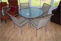 PATIO TABLE W/GLASS TOP & FOUR CHAIRS