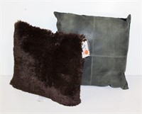 Leather & fur  Design Pillows lot of 2