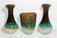 Decorative Art Glass Vases set of 3