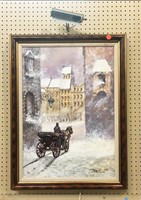Snowy Horse Drawn Carriage Painting on