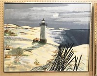Lee Reynolds Painting Lighthouse in the sand