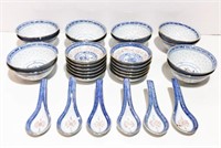 Asian individual rice bowls & spoons set