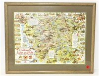England's Lakes & Falls Framed Map