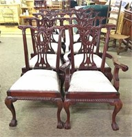 Chippendale Style Hand Carved Dining Chairs with