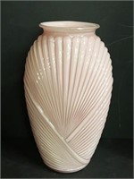 Ribbed Pink Glass Vase