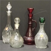 Glass Decanters with Stoppers (lot of 4)