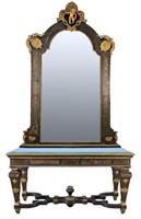 19th C. Boulle Style Entrance Table with Mirror