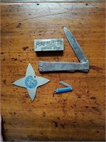Gum tin, german knife, chinese star, tiny pocket