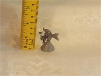 Tiny Pewter Wizard with Crystal Ball
