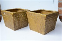 Pair of Chinese bamboo form jardinieres,