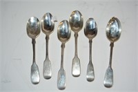 6 assorted antique sterling silver teaspoons,