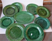 Collection of 9 antique majolica plates