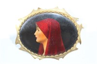 Antique, 18ct yellow gold portrait brooch,