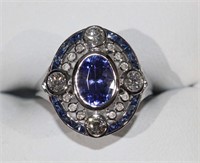 18ct white gold, tanzanite, sapphire & diamond