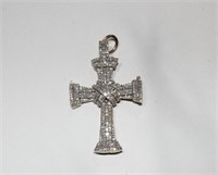 14ct gold diamond set cross form pendant,
