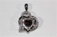 18ct white gold, tourmaline & diamond, heart shape