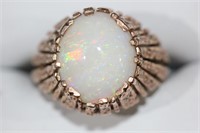 Vintage 9ct gold, solid white opal dress ring,