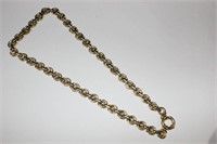 18ct two-tone, ornate hollow necklace,