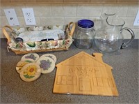 Bread Basket, Cutting Board, Coasters, Pitchers +