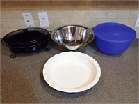 Casserole Dish, Tupperware & Metal Bowl, Pie Plate