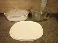 Corning Ware Casserole & Pampered Chef 8 Cup Measu