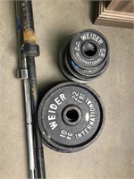 Set of Weider free weights and 2 bars