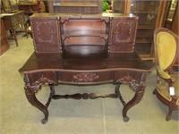 Carved desk, Maple lined top