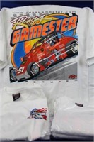 TWO FRAMED SHIRTS OF JACK HEWITT, (1) SIGNED XL,