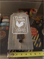 Vintage Primitive Farm Fresh Feed  Apron Hook