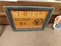 Vintage WE SELL 5 Cent Big Chief Bubble Gum Sign