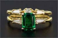14kt Gold 1.20 ct Emerald & Baguette Diamond Ring