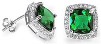 Cushion Cut 4.10 ct Emerald Designer Earrings