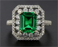 14kt Gold 3.50 ct Emerald & Diamond Ring