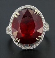 14kt Gold Oval 18.10 ct Ruby & Diamond Ring